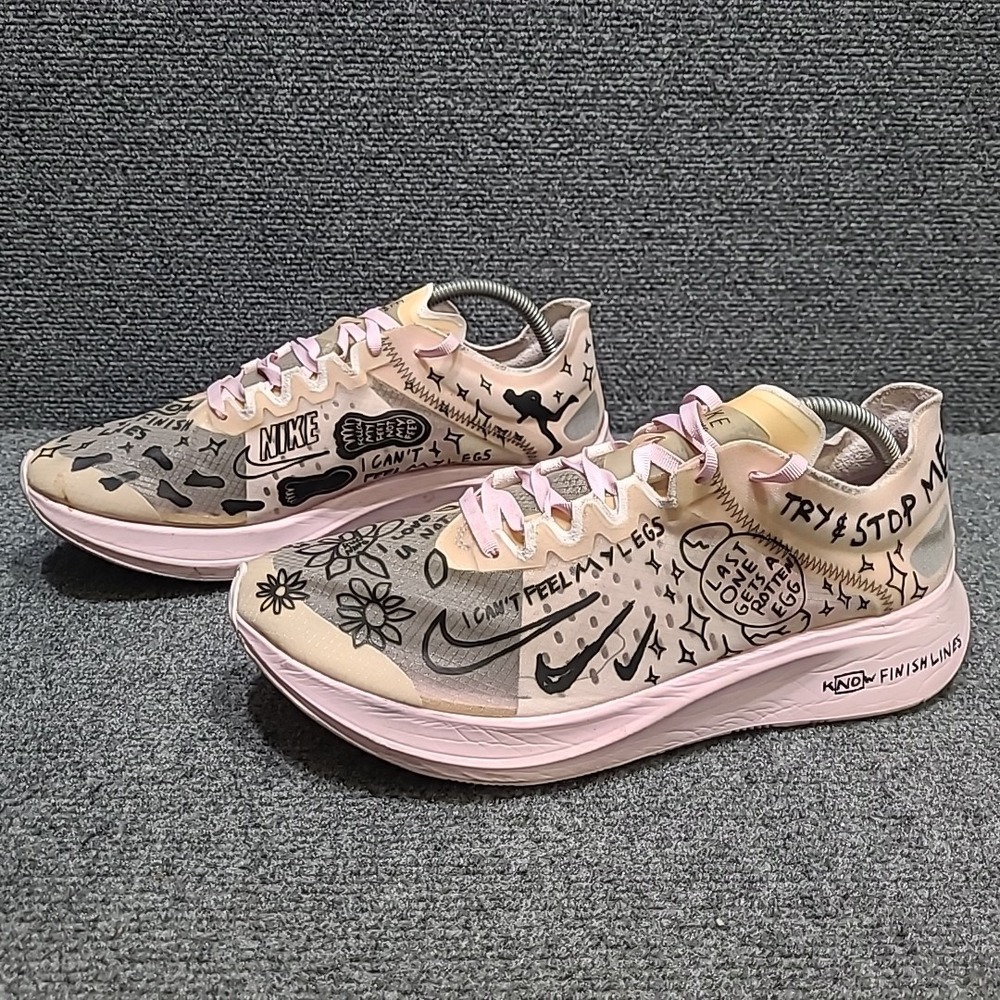 Nike Nathan Bell x Zoom Fly SP Doodles Size 10.5 AT5242-100‎ Men's Pink Sneakers
